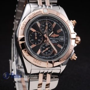 Alternative view of Breitling replica chrono chronographe lady black dial acciaio oro imitazione copia