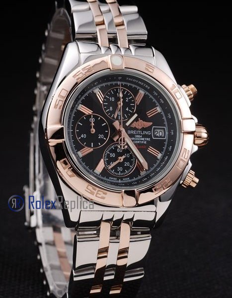 Breitling replica chrono chronographe lady black dial acciaio oro imitazione copia - immagine 3
