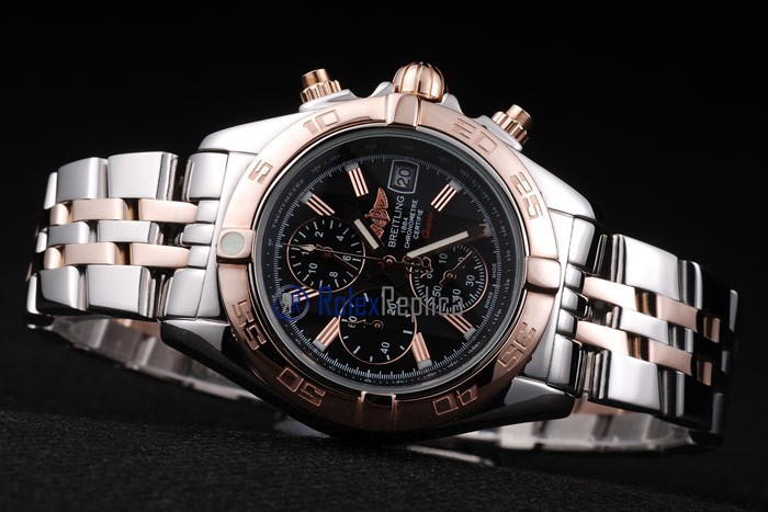 Breitling replica chrono chronographe lady black dial acciaio oro imitazione copia - immagine 4