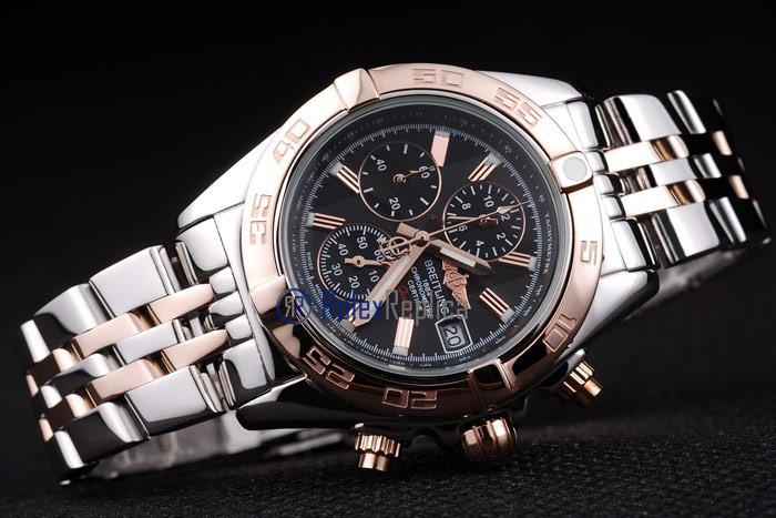 Breitling replica chrono chronographe lady black dial acciaio oro imitazione copia - immagine 5