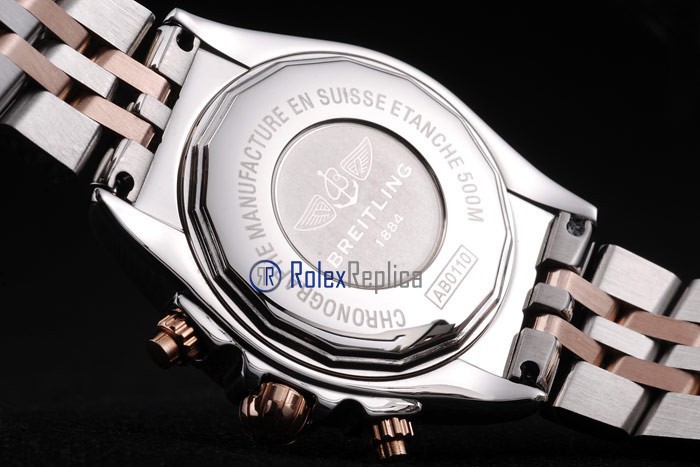 Breitling replica chrono chronographe lady black dial acciaio oro imitazione copia - immagine 7