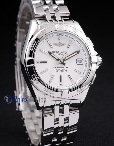 Breitling replica chronographe lady acciaio white dial imitazione copia - immagine 3