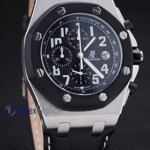 audemars piguet replica chrono offshore gommino strip leather black dial imitazione copia