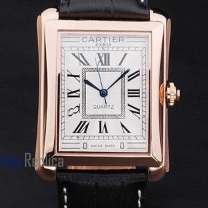 Cartier replica santos 100 strip leather oro white dial imitazione copia