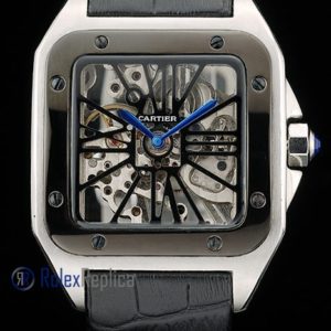 Alternative view of Cartier replica santos 100 skeletron strip leather ceramichon imitazione copia