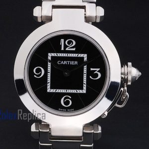 Alternative view of Cartier replica pasha acciaio black dial imitazione copia
