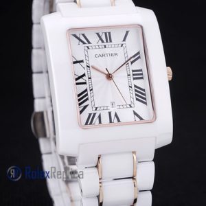 Alternative view of Cartier replica tank americaine acciaio oro white dial imitazione copia
