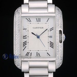 Cartier replica tank americaine acciaio brillantini white dial imitazione copia