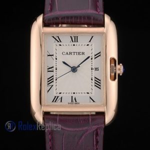 Alternative view of Cartier replica tank americaine oro strip leather white dial imitazione copia