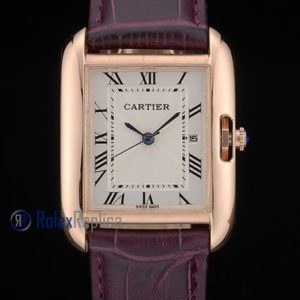 Cartier replica tank americaine oro strip leather white dial imitazione copia