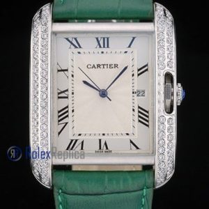 Cartier replica tank americaine brillantini strip leather white dial imitazione copia