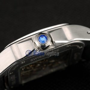 Alternative view of Cartier replica santos 100 skeletron strip leather acciaio imitazione copia
