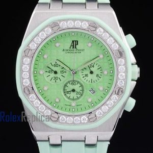 audemars piguet replica chrono offshore lady green dial strip rubber imitazione copia