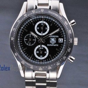 Tag-heuer replica carrera chrono acciaio black dial imitazione copia