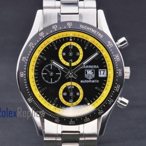 Alternative view of Tag-heuer replica carrera chrono acciaio yellow dial imitazione copia