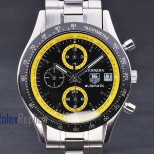 Tag-heuer replica carrera chrono acciaio yellow dial imitazione copia