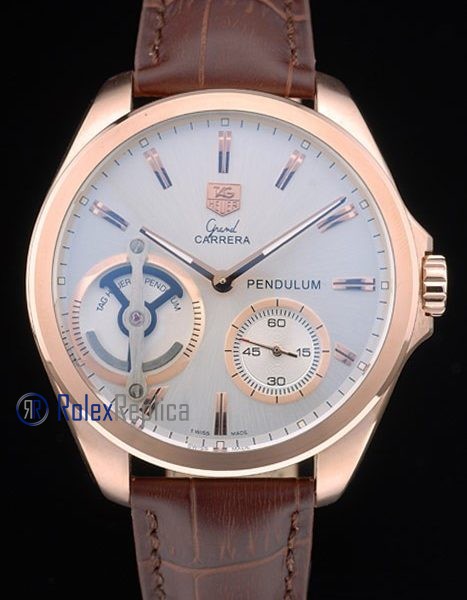 Tag-heuer replica carrera pendulum chrono rose gold strip leather imitazione copia