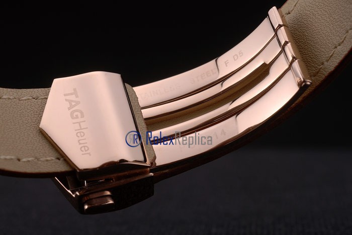 Tag-heuer replica carrera pendulum chrono rose gold strip leather imitazione copia - immagine 9