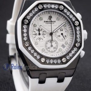 audemars piguet replica chrono offshore acciaio alinghi team lady white strip rubber imitazione copia