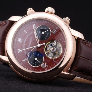 Alternative view of audemars piguet replica chrono rose gold strip leather brown imitazione copia