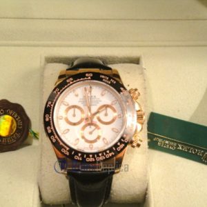 rolex replica daytona chocolate rose gold white dial pelle orologio replica copia imitazione