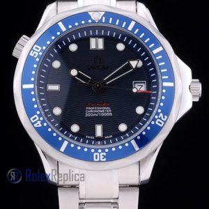 Alternative view of Omega replica seamaster acciaio blue bezel imitazione copia