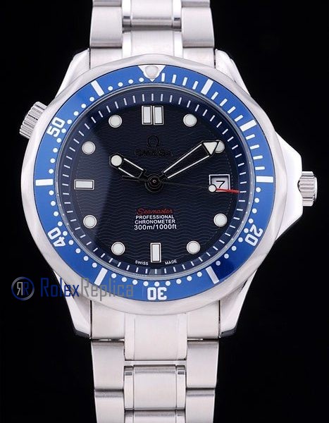 Omega replica seamaster acciaio blue bezel imitazione copia - immagine 3