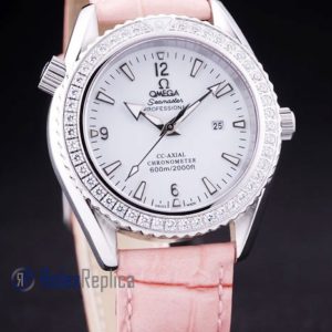 Alternative view of Omega replica seamaster co-axial lady strip leather imitazione copia