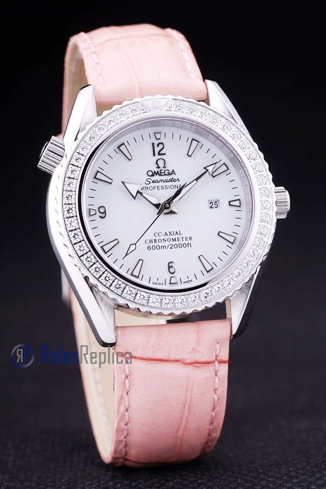 Omega replica seamaster co-axial lady strip leather imitazione copia - immagine 2