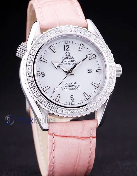 Omega replica seamaster co-axial lady strip leather imitazione copia - immagine 3