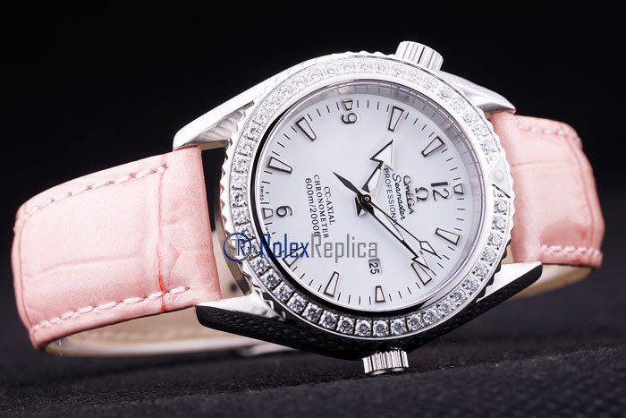 Omega replica seamaster co-axial lady strip leather imitazione copia - immagine 4