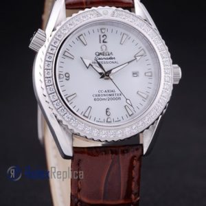 Alternative view of Omega replica seamaster co-axial lady brown strip leather imitazione copia