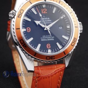 Alternative view of Omega replica seamaster co-axial orange bezel strip leather imitazione copia