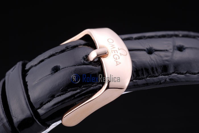 Omega replica seamaster co-axial chrono strip leather black dial imitazione copia - immagine 6