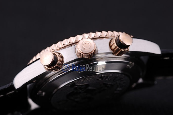 Omega replica seamaster co-axial chrono strip leather black dial imitazione copia - immagine 10