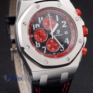 Alternative view of audemars piguet replica chrono offshore singapore GP2008 red dial panda strip leather imitazione copia