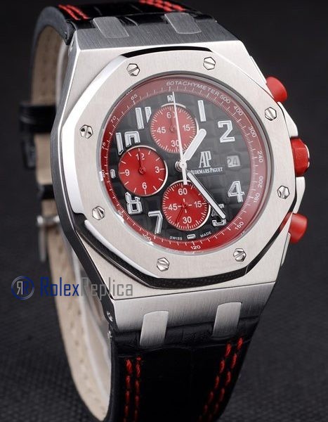 audemars piguet replica chrono offshore singapore GP2008 red dial panda strip leather imitazione copia - immagine 3