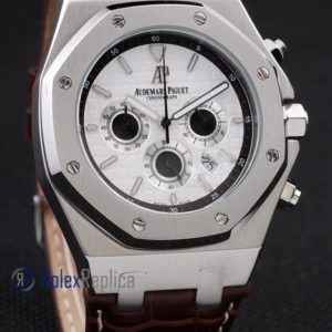 Alternative view of audemars piguet replica chrono offshore city of sails white dial strip leather imitazione copia