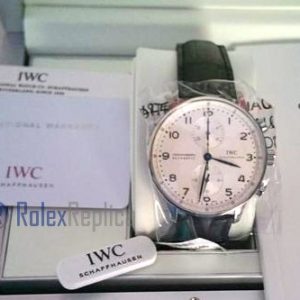 iwc replica portoghese chrono white dial strip leather orologio imitazione