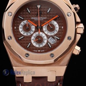 Alternative view of audemars piguet replica chrono offshore city of sails rose gold brown dial strip leather imitazione copia