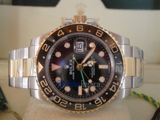 rolex replica GMT master II acciaio oro ceramica black dial orologio replica - immagine 8