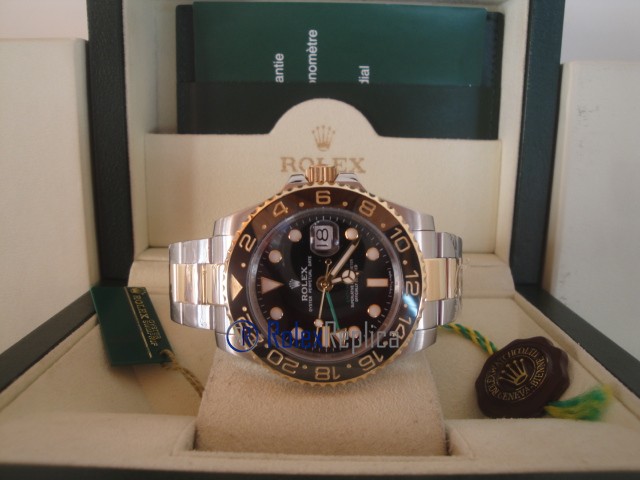 rolex replica GMT master II acciaio oro ceramica black dial orologio replica - immagine 9