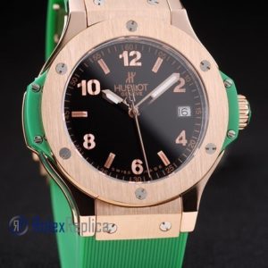 Alternative view of hublot replica big bang rose gold black dial green orologio copia