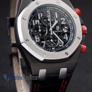 Alternative view of audemars piguet replica chrono offshore singapore GP2008 black strip leather imitazione copia