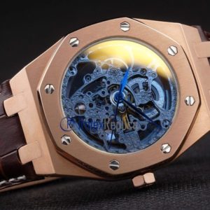 Alternative view of audemars piguet replica chrono offshore skeletron rose gold strip leather imitazione copia