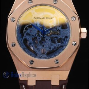 audemars piguet replica chrono offshore skeletron rose gold strip leather imitazione copia