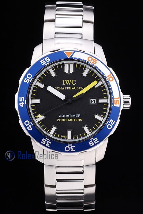 iwc replica acciaio aquatimer blu bezel orologio imitazione - immagine 2