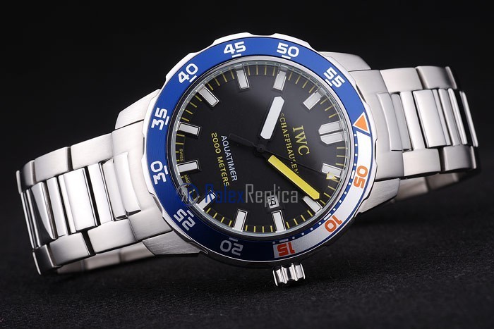 iwc replica acciaio aquatimer blu bezel orologio imitazione - immagine 5