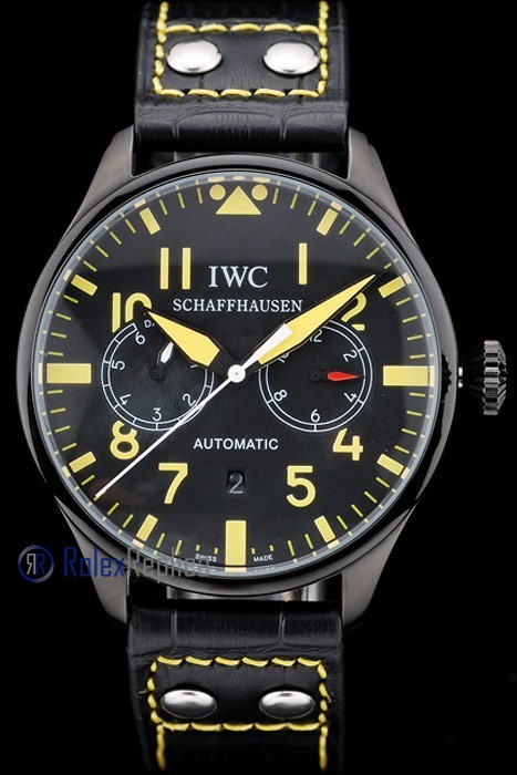 iwc replica 8 days power reserve yellow ll pro-hunter strip leather orologio imitazione - immagine 2