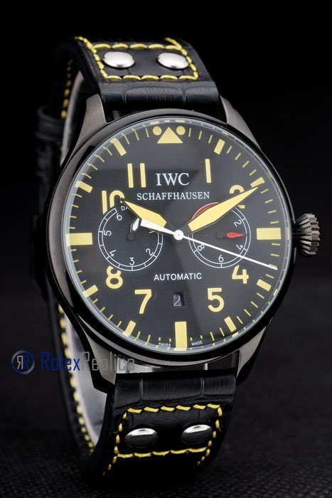 iwc replica 8 days power reserve yellow ll pro-hunter strip leather orologio imitazione - immagine 4